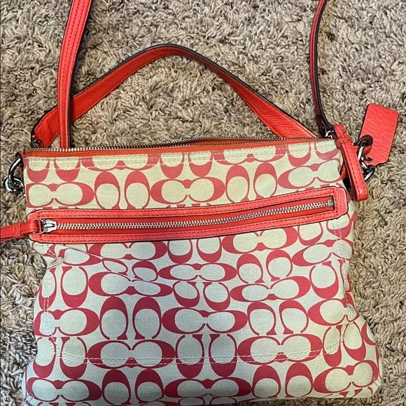 Coach Red and Cream Crossbody Bag - Picture 1 of 8